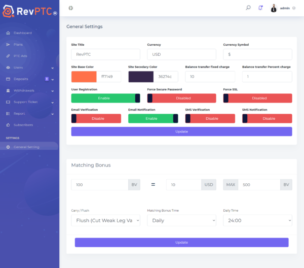 RevPTC - Plataforma PTC Binária Multinível