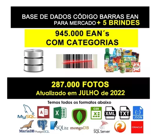 Banco De Dados 900.000 Produtos + Ean + 63.500 Imagens