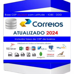 Base Cep Correios/DNE 05/2024 - Completa com latitude, longitude, DDD, COD. IBGE